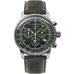 Montres-bracelet Zeppelin vertes à quartz chronomètre suisses classiques chronographes pour homme en promo 