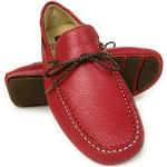 Zerimar Chaussures Bateau en Cuir pour Hommes | Chaussures Nautiques | Mocassins | Couleur: Rouge | Taille: 43
