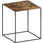 Zeus Table d'appoint 41x41x46cm Slim Irony Art rouille structure noir cuivre sable effet