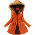 Vestes de ski orange en cuir synthétique imperméables coupe-vents à capuche sans manches Taille M look fashion pour femme 