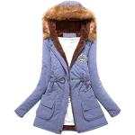 Vestes de randonnée d'automne bleus clairs à carreaux imperméables coupe-vents à capuche Taille 3 XL look fashion pour femme 