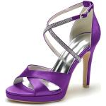 Escarpins violet foncé à bout ouvert à talons aiguilles Pointure 41 look fashion pour femme 