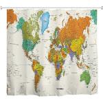 Rideaux de douche en polyester imprimé carte du monde 200x200 