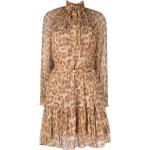 Robes en soie Zimmermann marron à effet léopard en polyester avec noeuds à motif papillons à manches longues Taille XS pour femme 