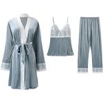 Pyjamas en velours d'automne bleus en velours Taille M look sexy pour femme 