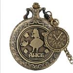 Montres pendentifs à motif lapins Alice au Pays des Merveilles mécaniques à chiffres romains pour enfant 