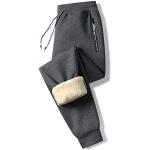 Pantalons taille élastique d'hiver gris foncé en polaire coupe-vents Taille S look casual pour homme 