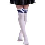 ZUMUii Butterme Femmes Extra Longues Cuissardes Socks Athletic Tube Football Rugby Football Cheerleader Sport Chaussettes Couleur vive avec Triple Classique Stripes