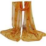 Foulards ethniques orange à effet léopard en mousseline à franges à motif papillons Koh-Lanta Taille L style ethnique pour femme 