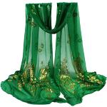 Foulards ethniques verts à effet léopard en mousseline à franges à motif papillons Koh-Lanta Taille L style ethnique pour femme 