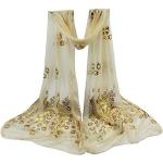 Foulards ethniques beiges à effet léopard en mousseline à franges à motif papillons Koh-Lanta Taille L style ethnique pour femme 