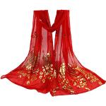 Foulards ethniques rouges à effet léopard en mousseline à franges à motif papillons Koh-Lanta Taille L style ethnique pour femme 