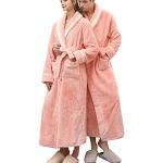 Peignoirs en polaire de mariage roses en velours à capuche Taille XL plus size look asiatique pour femme 