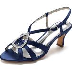 Sandales à talons bleu marine à strass à bouts ouverts Pointure 39 look fashion pour femme 