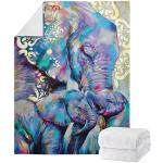 Plaids polaires beiges nude en polyester à motif éléphants 240x220 cm pour enfant 